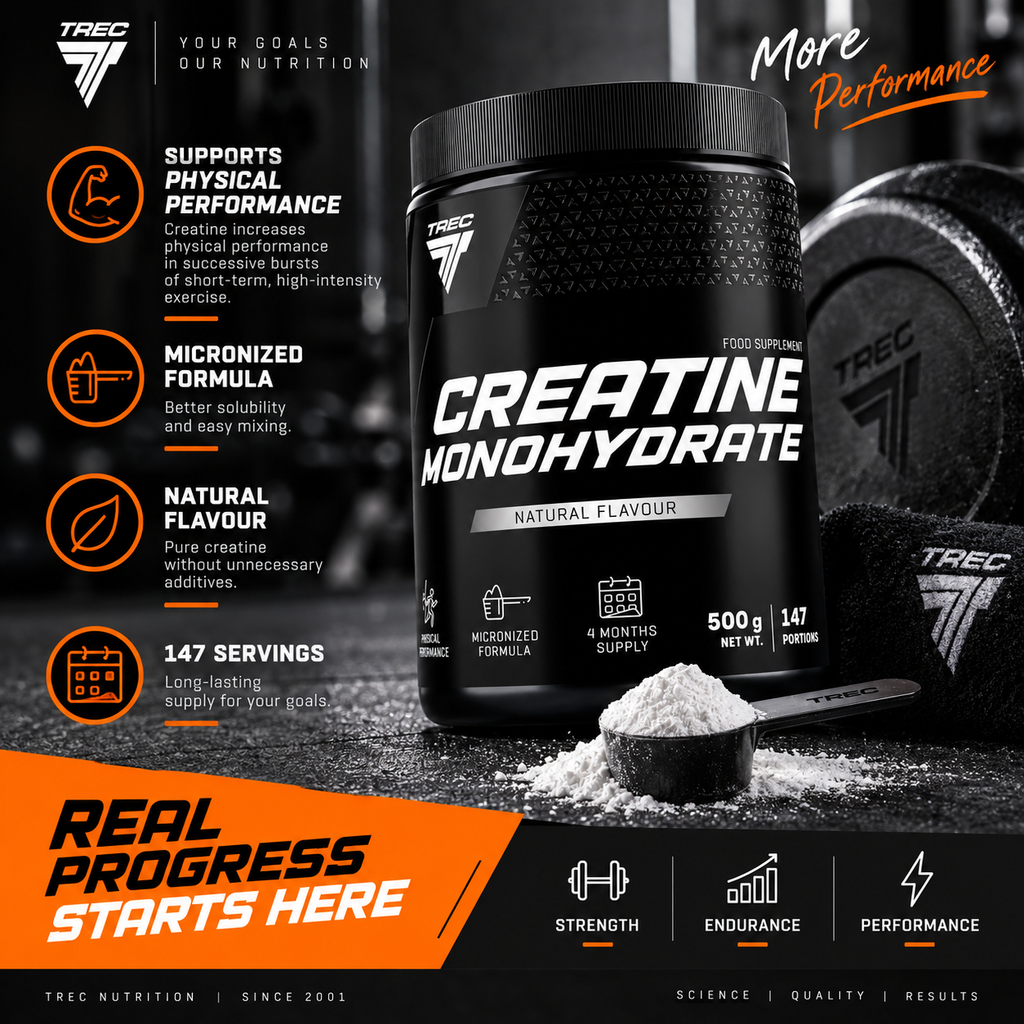 KREATYNA MONOHYDRAT Trec Creatine Monohydrate 500 g 99,99% Natural 147 por